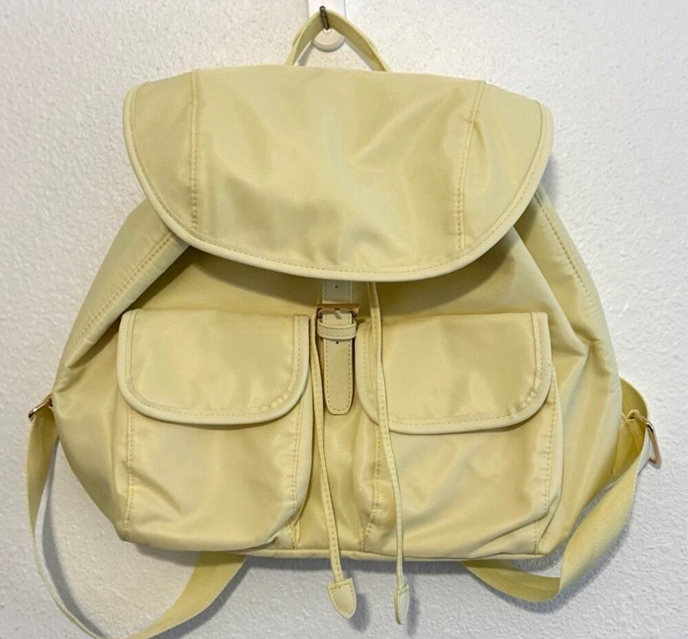 Year of Ours YOS x FFF Butter Yellow Nylon Utility Backpack Gold Hardware